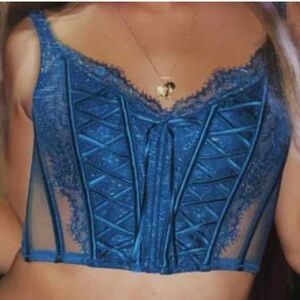 Victoria's Secret Teal Lace Corset Size M NWOT
